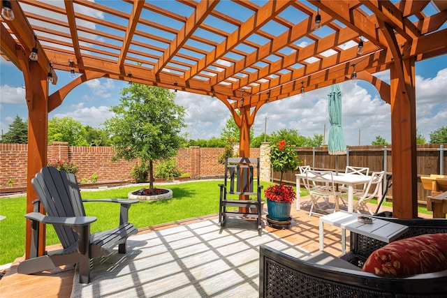 873 Mildren Ln, Fate, TX 75087 - fenced backyard featuring outdoor dining area, a pergola, and a patio area