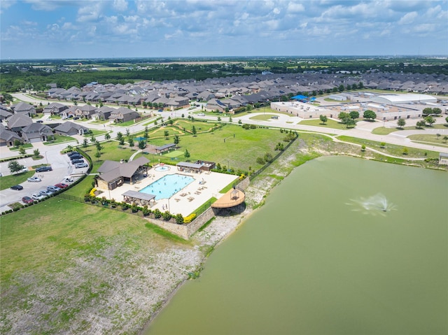 873 Mildren Ln, Fate, TX 75087 - aerial perspective of suburban area featuring a pool area and a nearby body of water
