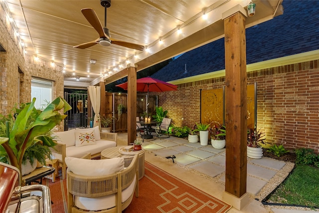7585 Glasshouse Walk, Frisco, TX 75035 - view of patio / terrace with a ceiling fan and outdoor lounge area