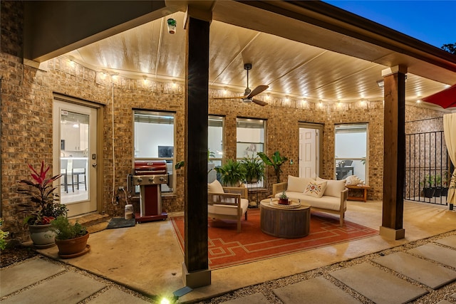 7585 Glasshouse Walk, Frisco, TX 75035 - view of patio featuring outdoor lounge area and ceiling fan