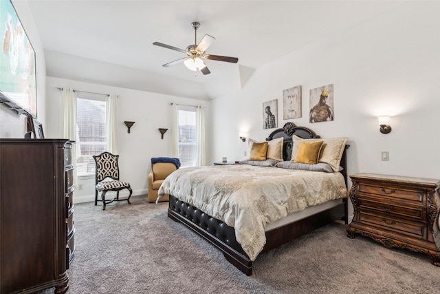 1344 Mountain View Ln, Kennedale, TX 76060 - bedroom featuring carpet floors, lofted ceiling, and ceiling fan