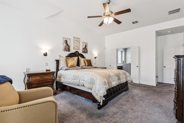 1344 Mountain View Ln, Kennedale, TX 76060 - bedroom featuring dark colored carpet and ceiling fan