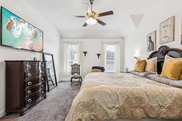 1344 Mountain View Ln, Kennedale, TX 76060 - carpeted bedroom featuring vaulted ceiling and a ceiling fan