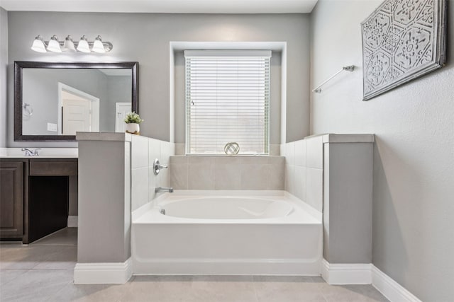 1344 Mountain View Ln, Kennedale, TX 76060 - bathroom featuring tile patterned flooring, a garden tub, and vanity