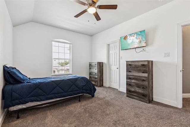 1344 Mountain View Ln, Kennedale, TX 76060 - carpeted bedroom with vaulted ceiling and ceiling fan