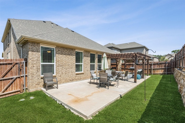 1344 Mountain View Ln, Kennedale, TX 76060 - fenced backyard featuring a pergola, a patio, and a gate