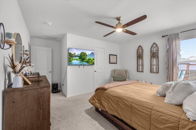 2525 Bunkerton Dr, Fort Worth, TX 76179 - bedroom featuring light colored carpet and a ceiling fan