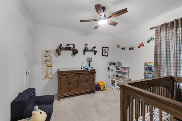 2525 Bunkerton Dr, Fort Worth, TX 76179 - bedroom with light colored carpet and a ceiling fan
