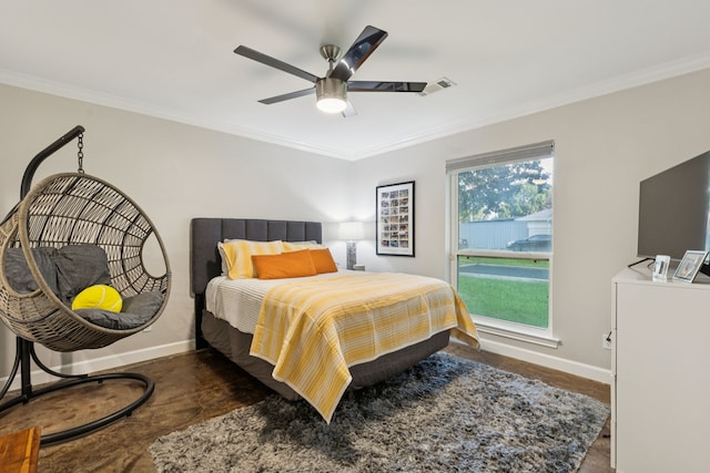 7339 Meadow Oaks Dr, Dallas, TX 75230 - bedroom with crown molding and a ceiling fan