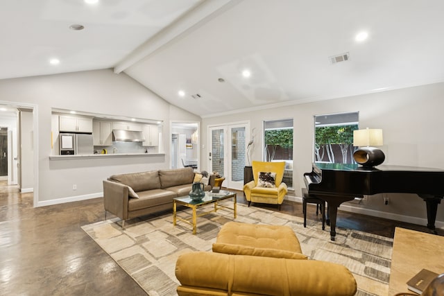 7339 Meadow Oaks Dr, Dallas, TX 75230 - living room with finished concrete flooring and recessed lighting