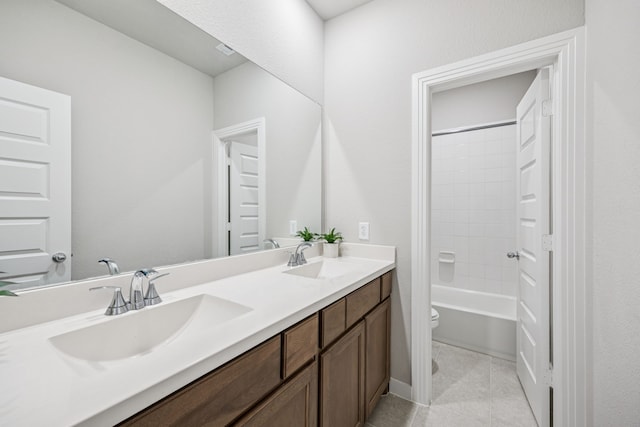 3915 Mercedes Bnd, Crandall, TX 75114 - full bathroom with double vanity, bathing tub / shower combination, and tile patterned floors