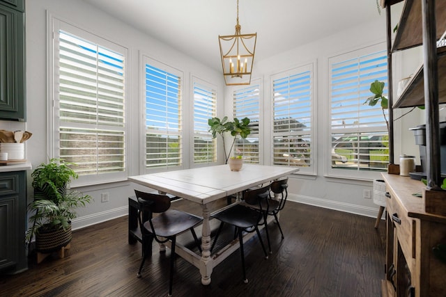 2223 Galloway Blvd, Trophy Club, TX 76262 - dining area featuring plenty of natural light, a chandelier, and dark wood-style flooring