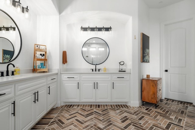 2223 Galloway Blvd, Trophy Club, TX 76262 - bathroom with brick flooring and two vanities