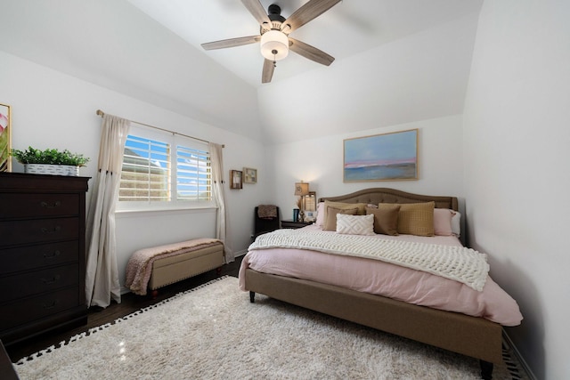 2223 Galloway Blvd, Trophy Club, TX 76262 - bedroom featuring vaulted ceiling, wood finished floors, and ceiling fan
