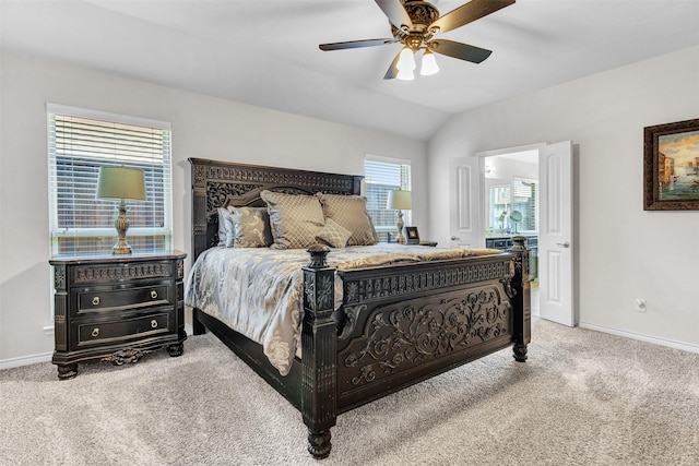 1402 White Water Ln, Rockwall, TX 75087 - carpeted bedroom featuring vaulted ceiling and a ceiling fan