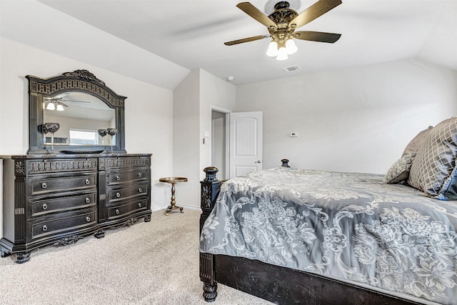 1402 White Water Ln, Rockwall, TX 75087 - bedroom featuring vaulted ceiling, carpet flooring, and ceiling fan
