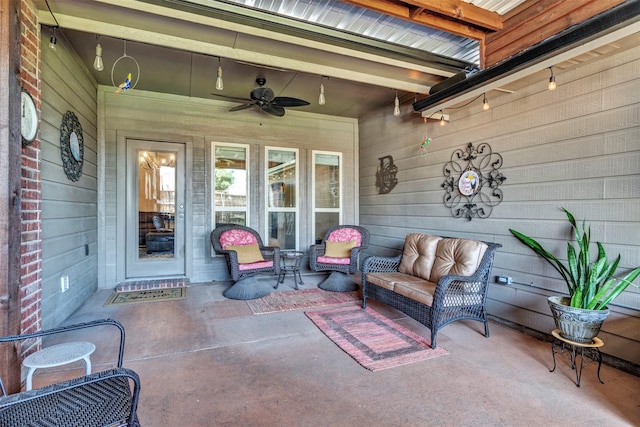 1402 White Water Ln, Rockwall, TX 75087 - view of patio / terrace with ceiling fan and outdoor lounge area