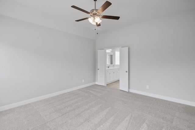 4919 Elizabeth Way, Lone Oak, TX 75453 - unfurnished room featuring light colored carpet, ceiling fan, and vaulted ceiling
