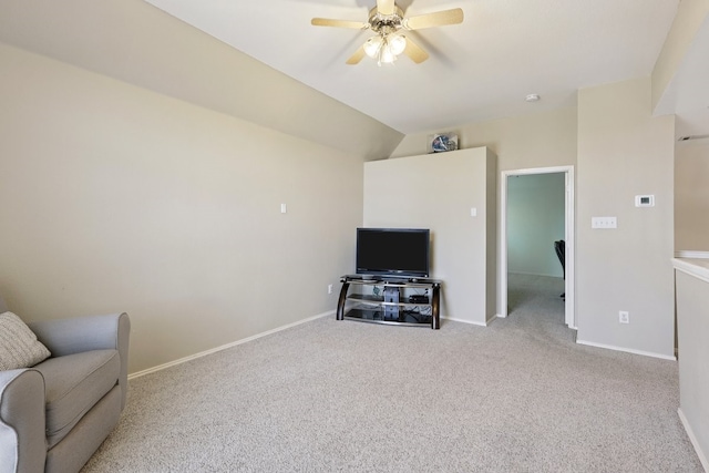 104 Northfield Cir, Hickory Creek, TX 75065 - carpeted living area with ceiling fan and lofted ceiling