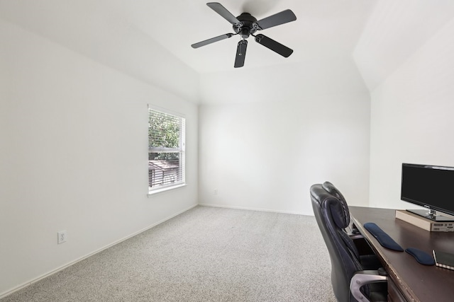 104 Northfield Cir, Hickory Creek, TX 75065 - carpeted home office featuring vaulted ceiling and ceiling fan