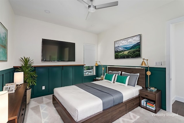 8990 Frostweed Rd, Frisco, TX 75035 - bedroom featuring a ceiling fan and wainscoting