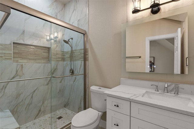 2124 Sandell Dr, Grapevine, TX 76051 - full bathroom with vanity, a marble finish shower, and a chandelier