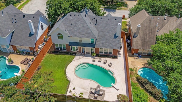 2124 Sandell Dr, Grapevine, TX 76051 - aerial view of property and surrounding area featuring a pool
