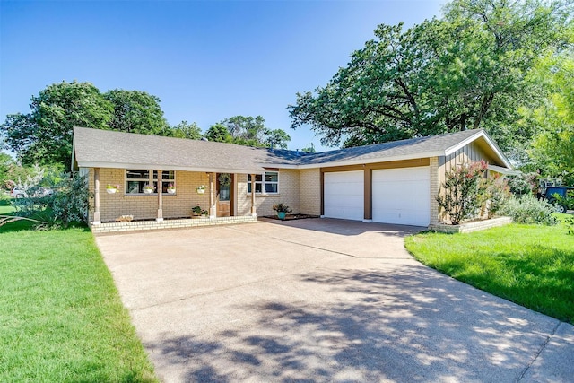 3025 Friendswood Dr, Arlington, TX 76013 - single story home featuring an attached garage, concrete driveway, a front lawn, brick siding, and covered porch