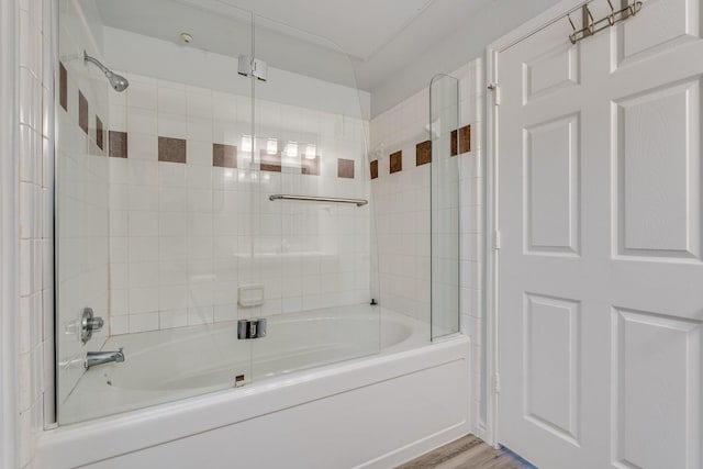 3102 Kings Rd Unit 2104, Dallas, TX 75219 - full bathroom with shower / bath combination with glass door and wood finished floors