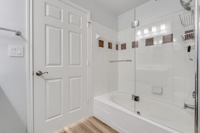 3102 Kings Rd Unit 2104, Dallas, TX 75219 - bathroom with bath / shower combo with glass door and wood finished floors