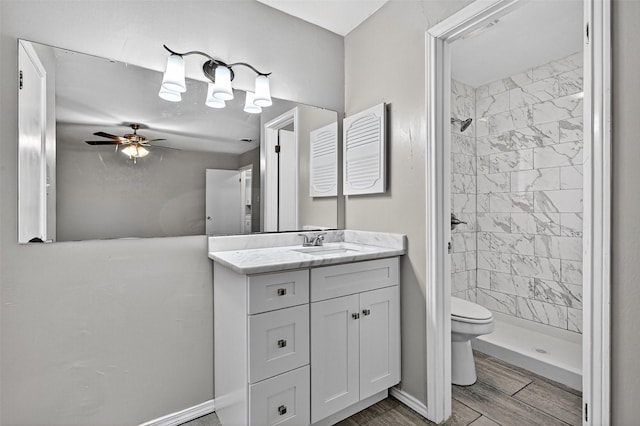 3214 N Marseille Ln, Sherman, TX 75090 - full bath with vanity, a shower stall, a ceiling fan, and wood finished floors