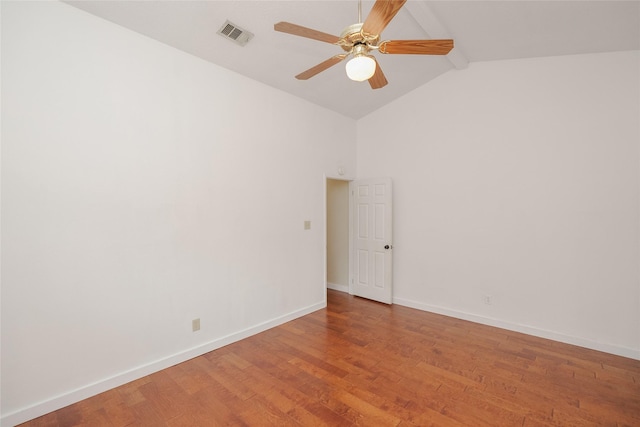 4324 Thames Ct, Flower Mound, TX 75028 - spare room with a ceiling fan, beam ceiling, light wood-type flooring, and high vaulted ceiling