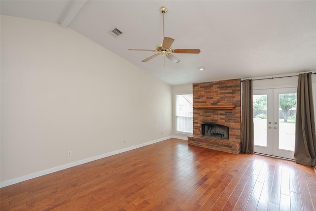 4324 Thames Ct, Flower Mound, TX 75028 - unfurnished living room featuring plenty of natural light, ceiling fan, wood finished floors, and french doors