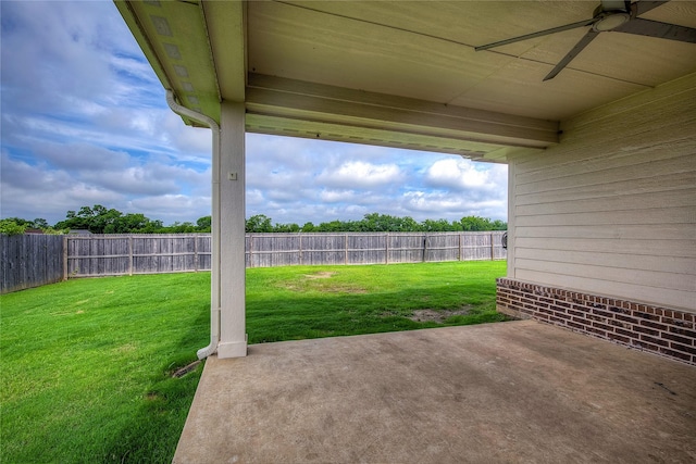 416 Mesa, Lone Oak, TX 75453 - fenced backyard with a patio area and ceiling fan
