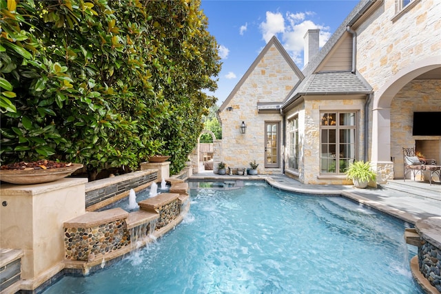 3404 Marquette St, University Park, TX 75225 - view of swimming pool with a pool with connected hot tub and a patio area