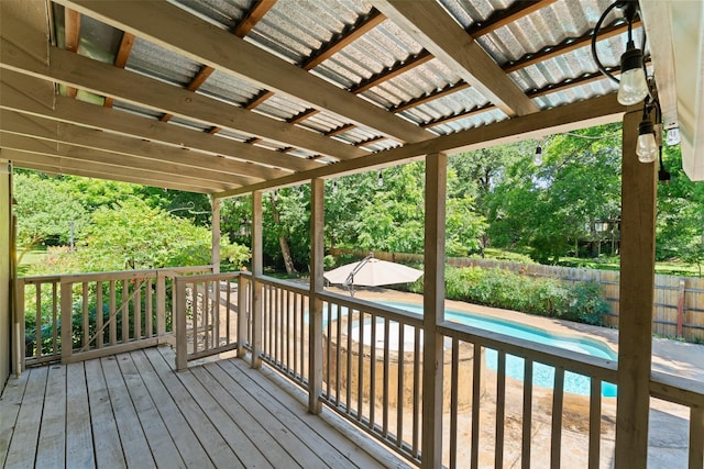 1227 N Irving Heights Dr, Irving, TX 75061 - wooden terrace featuring a fenced backyard