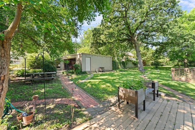 1227 N Irving Heights Dr, Irving, TX 75061 - view of yard featuring a deck and an outdoor structure