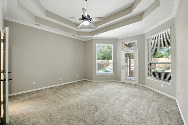 2908 Carterton Ct, Flower Mound, TX 75022 - carpeted spare room featuring a tray ceiling and ceiling fan