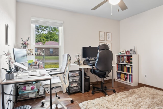 7220 Elderberry Ln, Dallas, TX 75249 - office featuring ceiling fan and wood finished floors