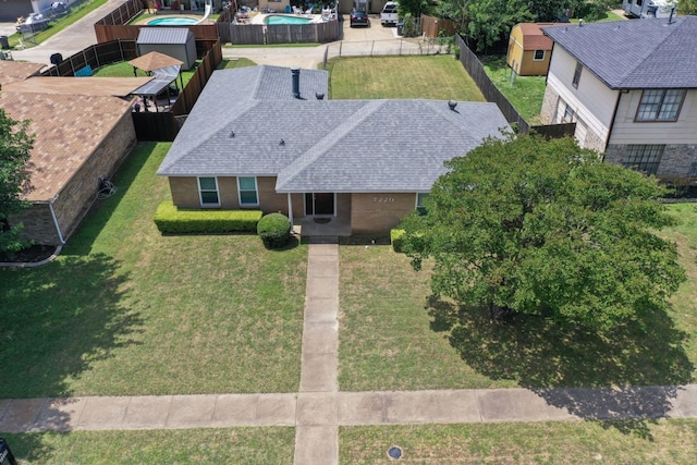 7220 Elderberry Ln, Dallas, TX 75249 - view from above of property with a pool