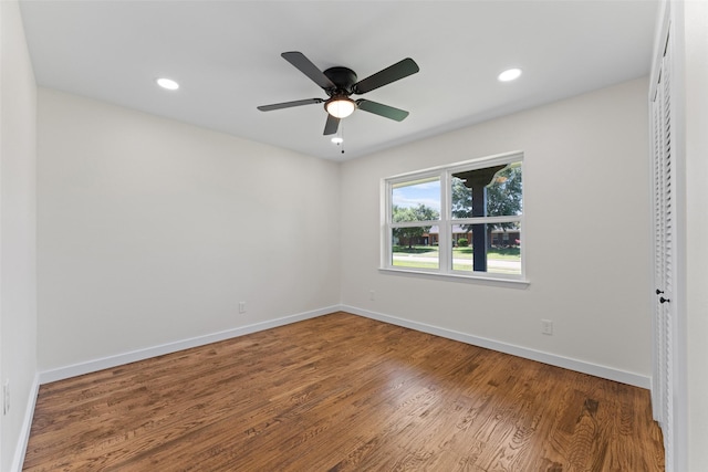 1315 Dunbarton Dr, Richardson, TX 75081 - unfurnished bedroom featuring wood finished floors, recessed lighting, and a ceiling fan