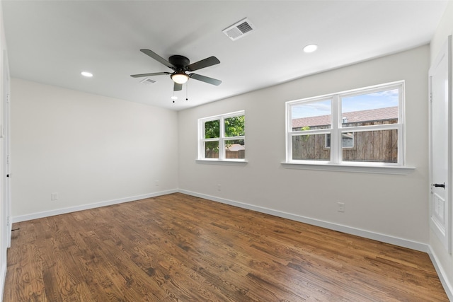 1315 Dunbarton Dr, Richardson, TX 75081 - unfurnished room with ceiling fan, wood finished floors, and recessed lighting