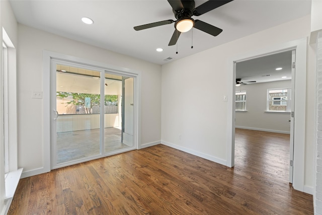 1315 Dunbarton Dr, Richardson, TX 75081 - spare room with a ceiling fan, wood finished floors, and recessed lighting
