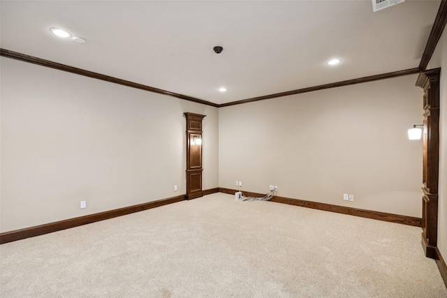 1316 Comal Dr, Allen, TX 75013 - spare room with crown molding, carpet flooring, and recessed lighting