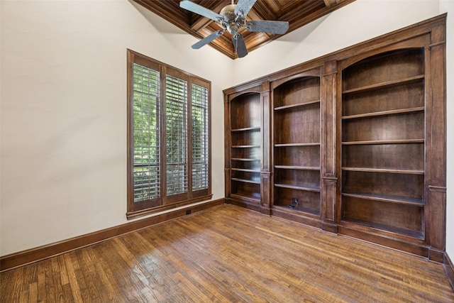 1316 Comal Dr, Allen, TX 75013 - empty room featuring wood finished floors, ceiling fan, and ornamental molding