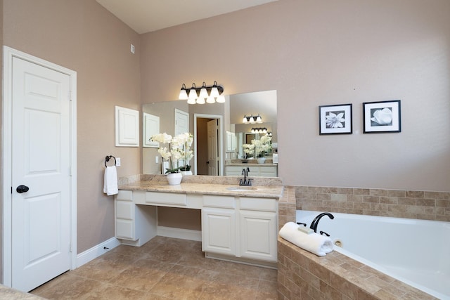 9705 Southern Hills Dr, Plano, TX 75025 - bathroom featuring a bath, vanity, and tile patterned floors