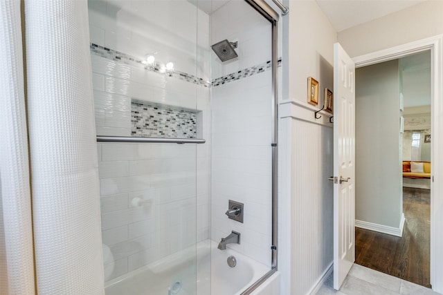 4321 El Campo Ave, Fort Worth, TX 76107 - full bathroom with shower / bath combination with glass door and wood finished floors