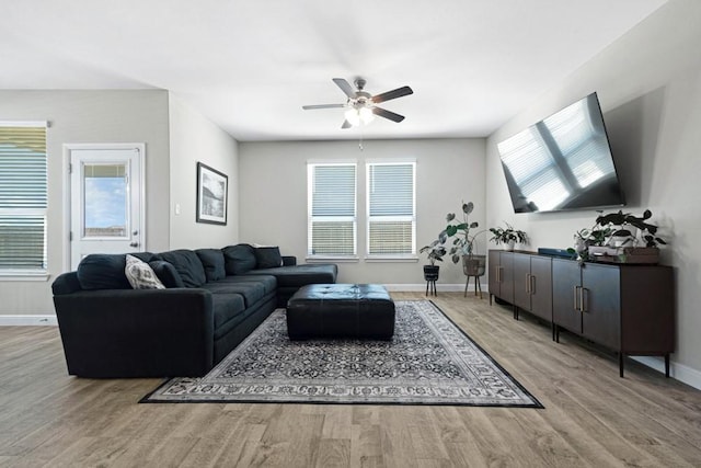1160 Kirkham Way, Fort Worth, TX 76247 - living room with wood finished floors and ceiling fan