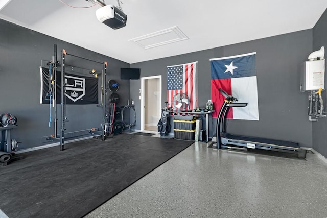 1160 Kirkham Way, Fort Worth, TX 76247 - exercise room featuring attic access