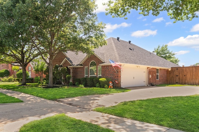 416 Springhill Dr, Hurst, TX 76054 - view of front of property featuring brick siding, roof with shingles, an attached garage, and concrete driveway